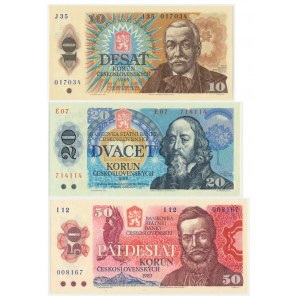 Czechosłowacja, Zestaw 10-50 koron 1986-88 (3szt.)