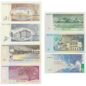 Estonia, Set of 1-100 crowns 1991-94, 2007 (7pcs.)