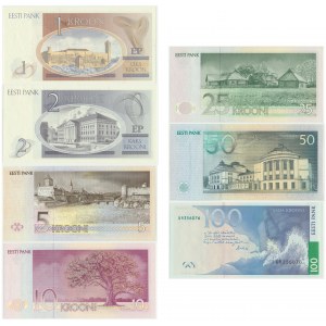 Estonia, Zestaw 1-100 koron 1991-94, 2007 (7szt.)