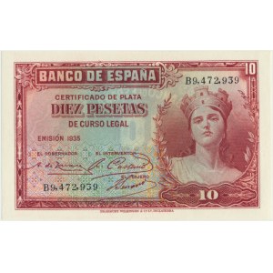 Spain, 10 pesetas 1935