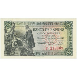 Spain, 5 pesetas 1945