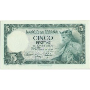 Spain, 5 pesetas 1954