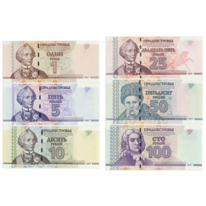 Transnistria, Set of 1-100 rubles 2007 (6 pcs.)