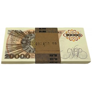 Paczka bankowa 20.000 złotych 1989 - AN - 100 sztuk - RZADKA