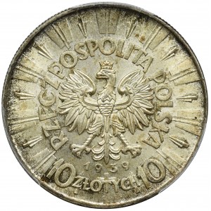 Piłsudski, 10 złotych 1939 - PCGS MS64+