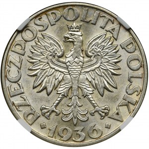 Żaglowiec, 5 złotych 1936 - NGC MS62