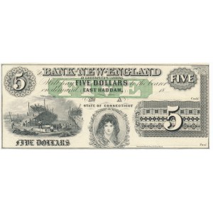 USA, Bank of New-England Connecticut, 5 dolarów - blankiet
