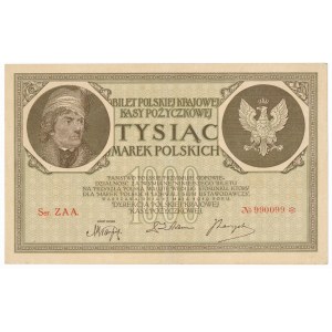 1.000 marek 1919 - ZAA - duże S i szeroka numeracja