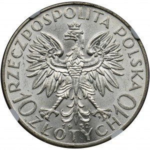 Głowa Kobiety, 10 złotych Warszawa 1932 - NGC MS62