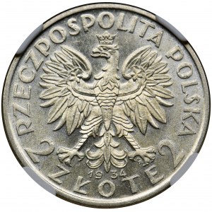 Głowa Kobiety, 2 złote 1934 - NGC MS61