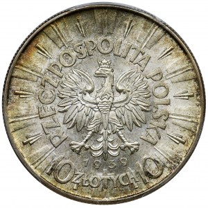 Piłsudski, 10 złotych 1939 - PCGS MS64