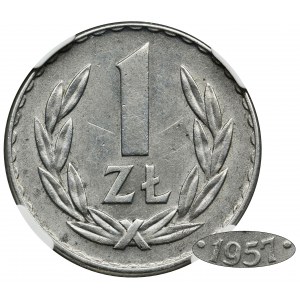 1 złoty 1957 - NGC UNC DETAILS - NAJRZADSZY ROCZNIK