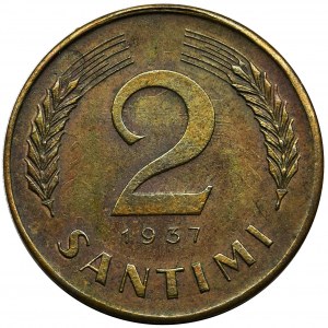 Latvia, Latvian Republic, 2 Santimi 1937 - RARE DATE