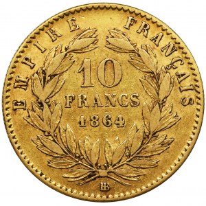Francja, Napoleon III, 10 Franków Strasbourg 1864 BB