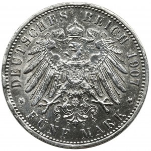 Germany, Prussia Kingdom, Wilhelm II, 5 Mark Berlin 1907 A