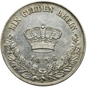 Niemcy, Saksonia-Meiningen, ﻿Bernard II Eryk Freund, Gulden 1836 - RZADKI