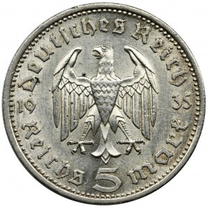 Germany, Third Reich, 5 Mark Berlin 1935 A - Hindenburg