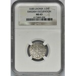 Livonia, Christina, Polker Riga 1648 - NGC MS63