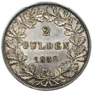 Niemcy, Wolne Miasto Frankfurt, 2 Guldeny 1852 - PCGS MS65 - RZADSZY