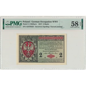 2 marki 1916 Jenerał - A - PMG 58 EPQ - fenomenalna świeżość druku