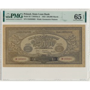 250.000 marek 1923 - CK - PMG 65 EPQ - wąska numeracja - PIĘKNY