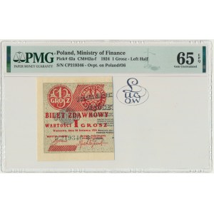 1 grosz 1924 - CP ❉ - lewa połowa - PMG 65 EPQ - Kolekcja Lucow