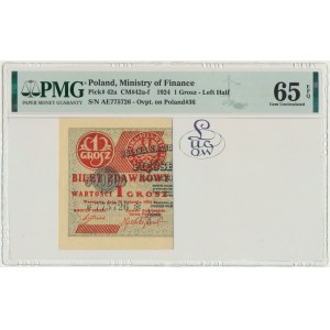 1 grosz 1924 - AE ❉ - lewa połowa - PMG 65 EPQ - Kolekcja Lucow