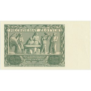 50 złotych 1936 - awers z serią i bez głównego druku