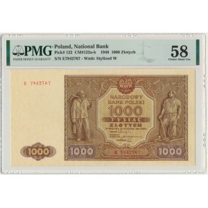 1.000 złotych 1946 - E - PMG 58 - bardzo rzadka odmiana