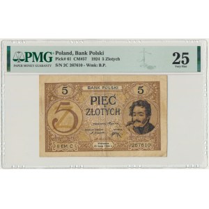 5 złotych 1924 - II.EM.C - PMG 25 - RZADKI