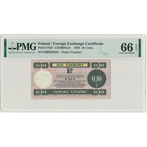 Pewex 10 centów 1979 - mały - HB - PMG 66 EPQ