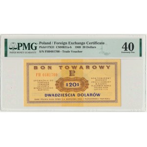 Pewex 20 dolarów 1969 - FH - PMG 40