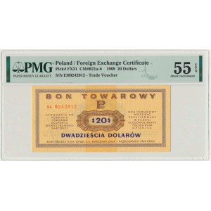 Pewex 20 dolarów 1969 - Eh - PMG 55 EPQ - rzadka
