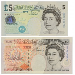 Wielka Brytania, Zestaw 5-10 funtów 1990-93 (2 szt.)