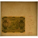 500 złotych 1940 - B - nieukończony druk z fragmentem arkusza