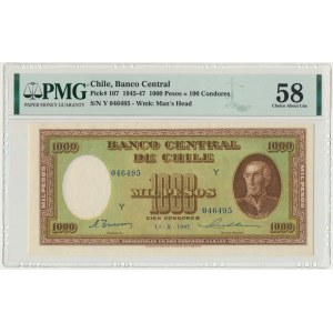 Chile, 1.000 pesos 1947 - PMG 58