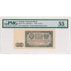 2 złote 1948 - AA - PMG 55 - bardzo rzadka seria