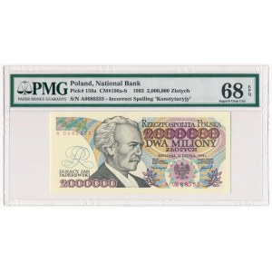 2 miliony złotych 1992 - A - z błędem Konstytucyjy - PMG 68 EPQ
