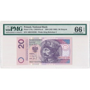 20 złotych 1994 - AB - PMG 66 EPQ - rzadka seria