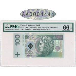100 złotych 1994 - AA 0004444 - PMG 66 EPQ