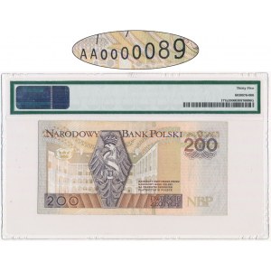 200 złotych 1994 - AA 0000089 - PMG 35 - banknot z pierwszej paczki