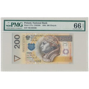 200 złotych 1994 - YB - PMG 66 EPQ - seria zastępcza