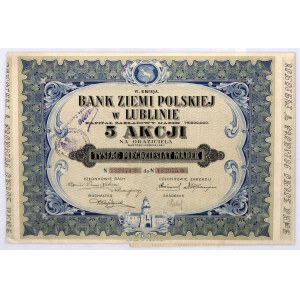 Bank Ziemi Polskiej w Lublinie S.A. 5 akcji po 210 mkp, em. VI
