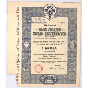 Bank Związku Spółek Zarobkowych S.A. akcja na 100 zł, s. C, 1935