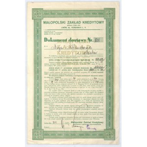 Małopolski Zakład Kredytowy, dokument dostawy 3% Premiowej Pożyczki Budowlanej, 1933