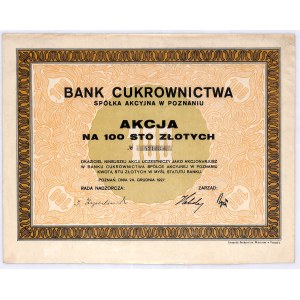 Bank Cukrownictwa S.A. akcja na 100 zł, 24.12.1927