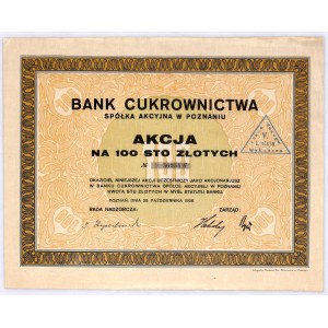 Bank Cukrownictwa S.A. akcja na 100 zł, 29.10.1928