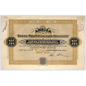 Bank Małopolski S.A. akcja na 400 koron, 15.12.1920