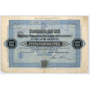Bank Małopolski S.A. 25 akcji po 400 koron, 15.12.1920