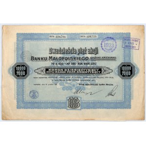 Bank Małopolski S.A. 25 akcji po 400 koron, 30.12.1921